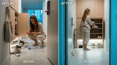 철사 옷걸이 2개로 5분 만에 만드는 0원 2단 신발 거치대